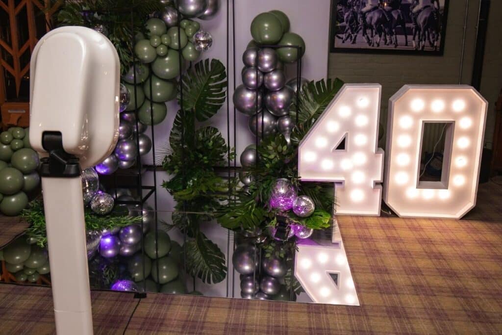 Aloha Creative digital photo booth setup at Charlotte 40th birthday party