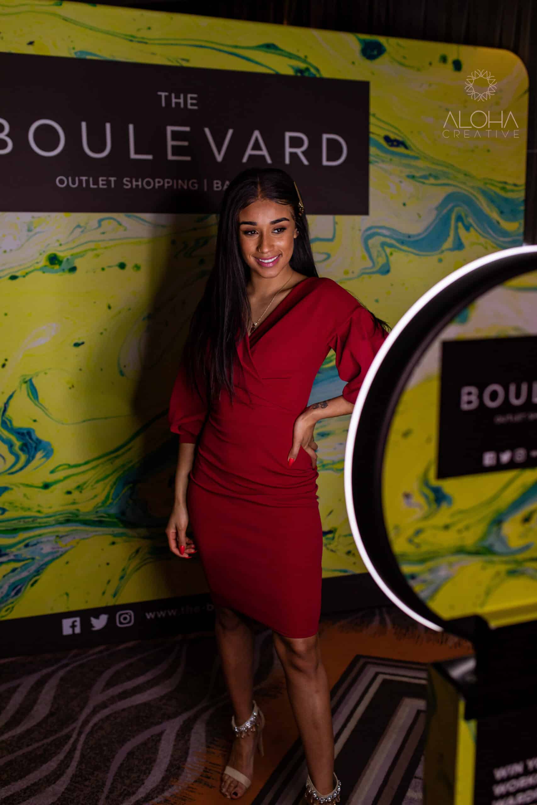 Event venue with modern branding and guest interaction space