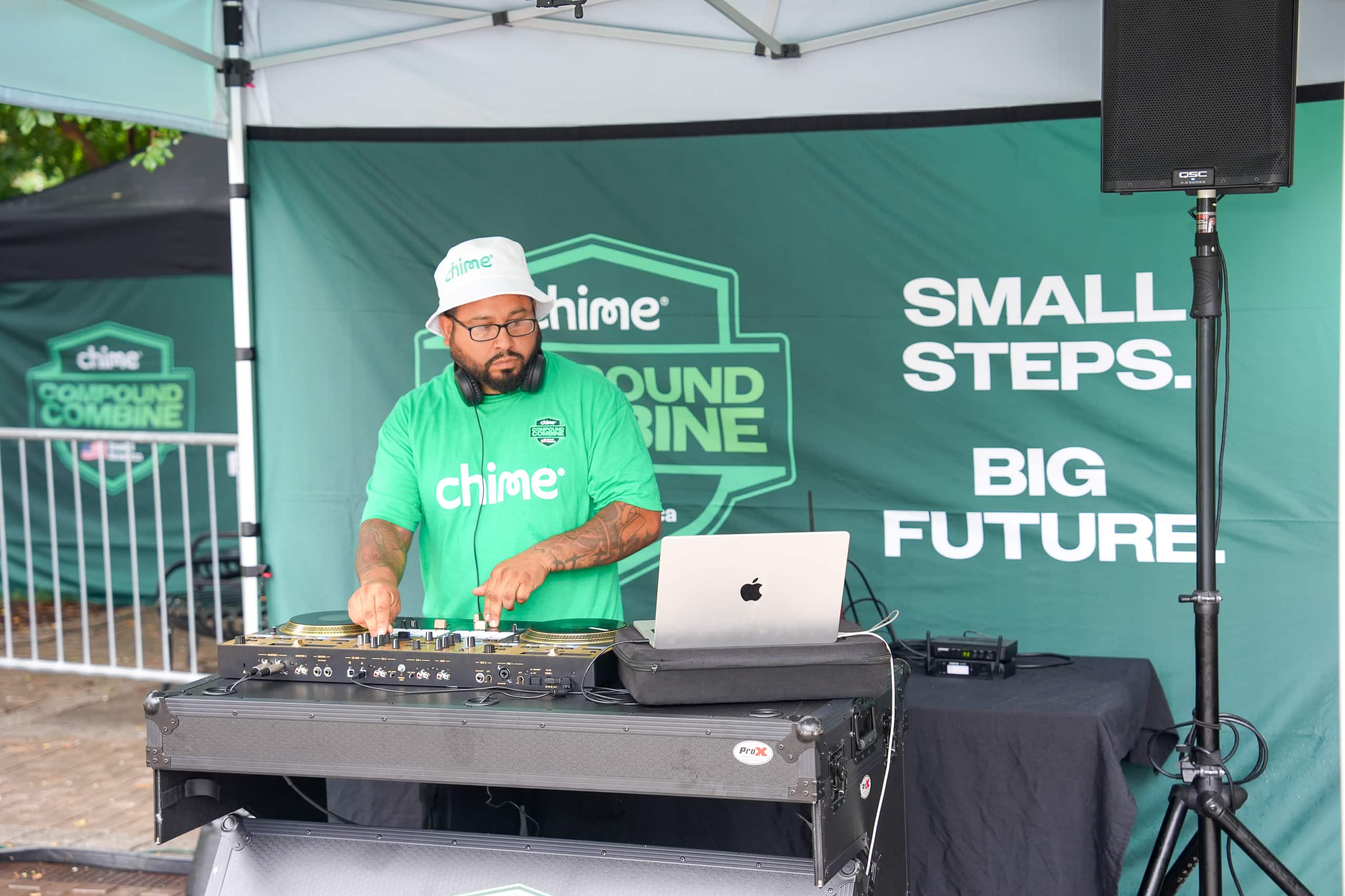 Branded activation booth with staffed Music DJ at the NASCAR Hall of Fame in Charlotte, NC